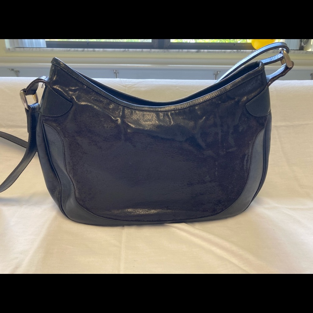 Black leather and suede shoulder bag